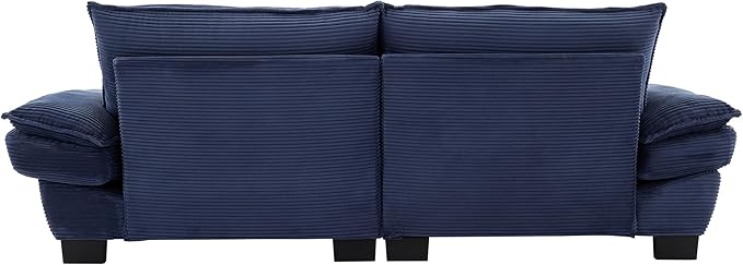 KEIKI Loveseat Sofa 84 Corduroy Upholstered Couch with Deep Seat and 2 Pillows Modern Loveseat Sofa Couch for Small Spaces Living Room Apartment Office Blue