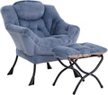 Lazy Chair with Ottoman Modern Accent Chair Contemporary Lounge Leisure Sofa Chair with Armrests Reading Chair and Folding Footstool Set for Living Room Bedroom Office Velvet Black