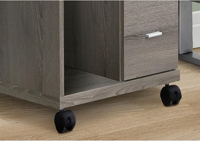 Hassyee Modern Office Mobile File Cabinet with 4 Hooded Casters Contemporary Rolling File Storage Cabinet with 2 Storage Drawers and 1 Open Storage Compartment
