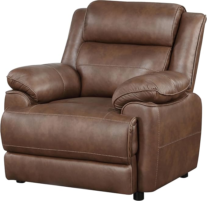 Coaster Home Furnishings - Ellington - Faux Leather Upholstered Padded Accent Chair with Black Legs Pillowtop Arms and Pocket Coil Seating - Living Room Chair - Dark Brown - 508283