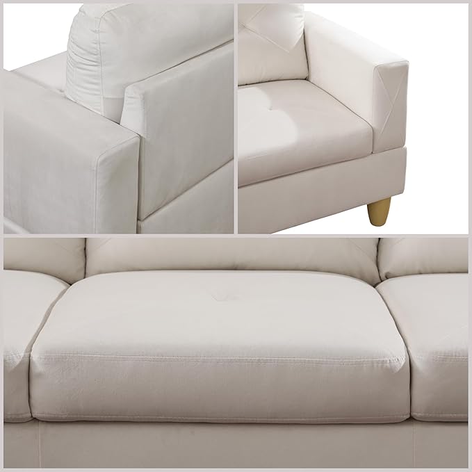 L Shaped Couch Modular Sectional Sofa with Chaise Modern Modular Sofas Furniture Sofa Couches for Living Room/Apartment/Office/Bedroom White