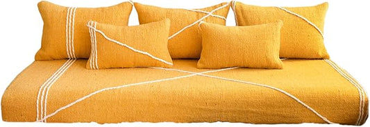 arabicsofa Moroccan Style Colorful Floor Couches – Handmade Modular Floor Cushions (Yellow 21 7 ft Floor Sofa)