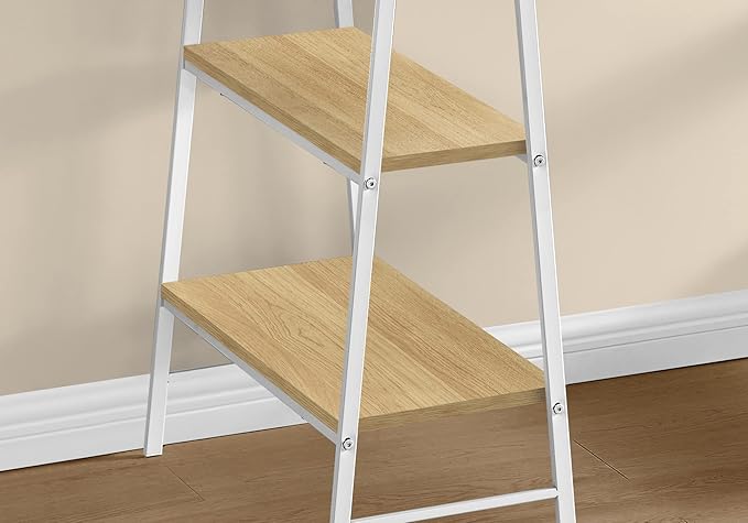 Computer Desk Home Office Laptop Storage Shelves 48 l Work Natural Laminate White Metal Contemporary Modern QW266