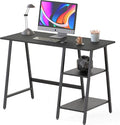 SHW 43-Inch Home Office Trestle Computer Desk with Open Storage Shelves Black