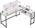 FEZIBO 55.1-Inch L-Shaped Corner Desk with Storage Shelves Home Office Computer Desk with Bookshelf for Writing Gaming and Study