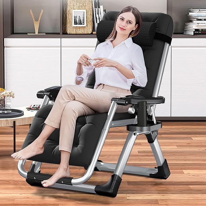 LILYPELLE Comfy Folding Chair Folding Lounge Chair for Bedroom and Living Room Folding Reclining Patio Chairs with Removable Cushion for Indoor Outdoor