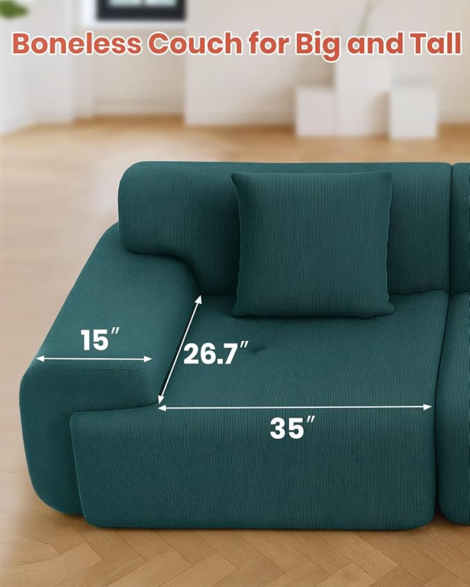 Soft Boneless Lounge Couch for Apartment Living Ideal for Renters &amp Small Homes Casual Seating for Relaxing in Living Rooms