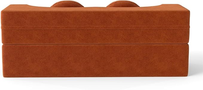 2-in-1 Convertible Sofa Bed 78.7 Memory Foam Boneless Couch Bed Full Size Love Seat Sleeper Sofa Floor Couch Loveseat w/ 2 Pillows for Living Room Bedroom Apartment Office No Assembly Orange