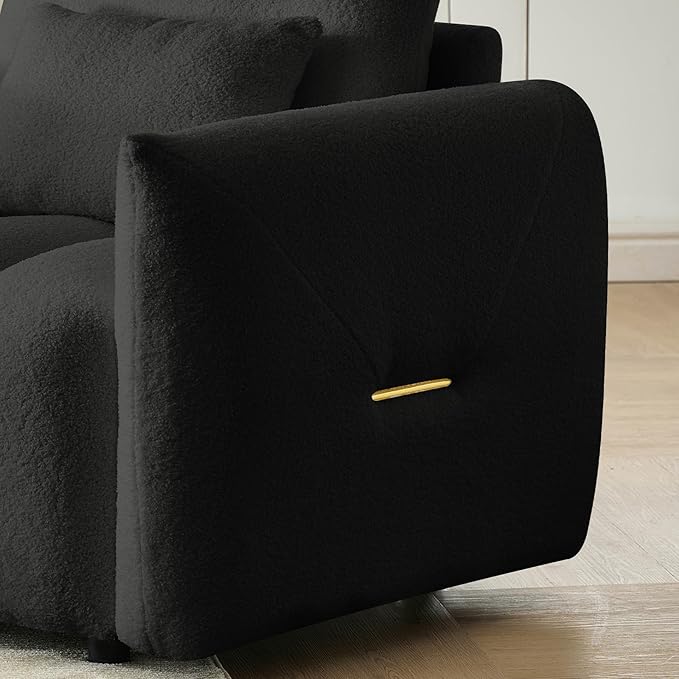 35 Cloud Couch Sofa Accent Chair for Living Room Comfy Plush Teddy Couch Sofa with Pillows and Back Cushions Cozy Modern Deep Seat Reading Chair for Bedroom Apartment Office Black