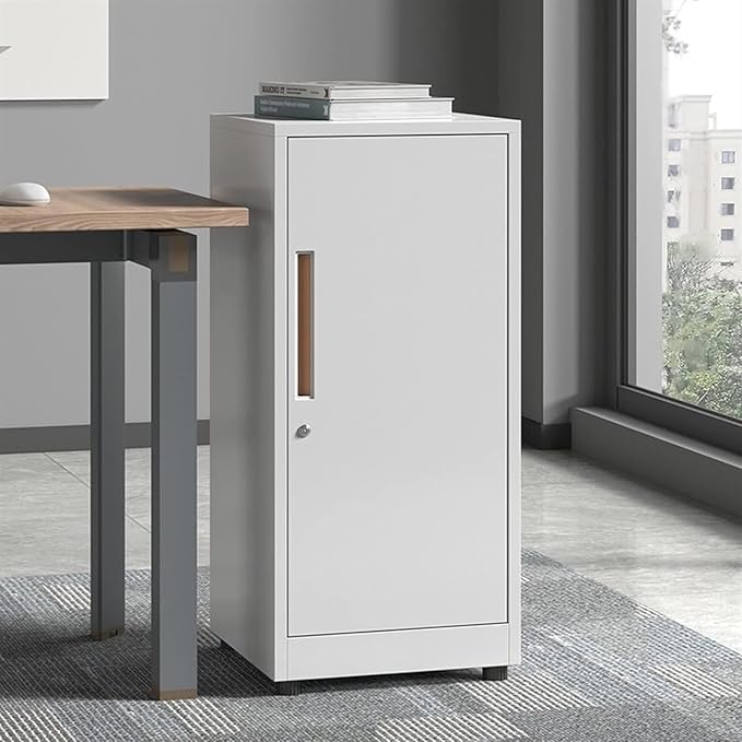 File Cabinet with Lock File Cabinet Vertical Filing Cabinet Single Door Locking File Cabinet Storage Box(Color:White)