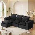 DOPEDIO 107 Cloud Modular Sectional Sofa with Ottoman &amp L-Shaped Chaise Deep Seat Boneless Couch in a Box for Living Room Upholstered Comfy Sofa No Assembly RequiredBlack