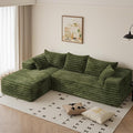 103 L Shaped Sectional Boneless Couch for Living Room Modern Modular Cloud Sofa with Left Facing Chaise Comfy Deep Seat Memory Foam Couch in Box No Assembly (5CM Wide Striped Corduroy Green)