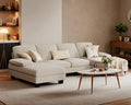 Furniwell Convertible Sectional Sofa Couch 4 Seat Sofa Set for Living Room U-Shaped Modern Fabric Modular Sofa Sleeper with Double Chaise &amp Memory Foam (Corduroy Beige)