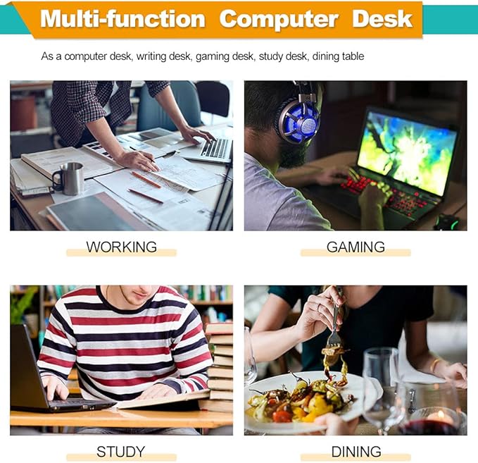 BestOffice Computer Desk Home Office Desk 39 inches Gaming Desk Multi-Function Writing Table Student Art Modren Simple Style PC Wood and Metal Desk Workstation for Small Space Vintage