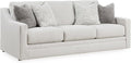Signature Design by Ashley Maitelynn Contemporary Sofa with Accent Pillows Reversible Cushions and Sloped Arms Light Gray