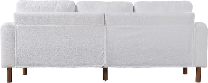 Christopher Knight Home Yadil Teddy Fleece Upholstered 3 Seater Sofa Couch Wooden Home Sofa Living Room Comfy Cloud Couch for Bedroom Home Office Cream White