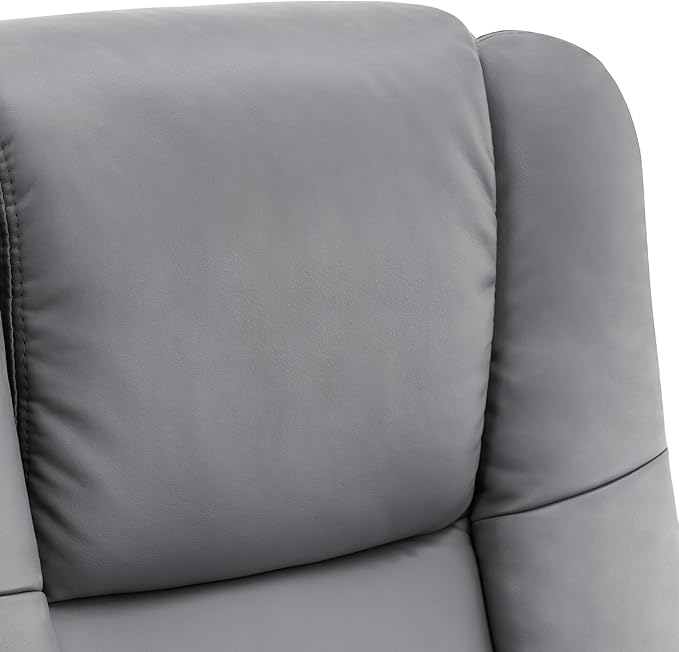 MCombo Swivel Recliner with Ottoman Chair TV Chair Sets with Vibration Massage for Small Space Living Room Bedroom 9096 9099 (Faux Leather Grey)