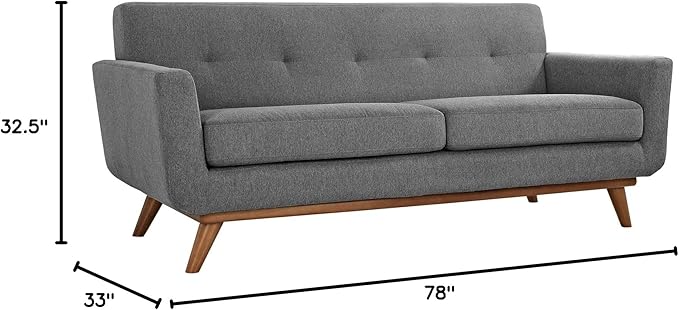 Modway Engage Mid-Century Modern Upholstered Fabric Loveseat in Expectation Gray
