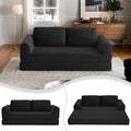 63 Corduroy Boneless Couch 2-Seater Compression Sofa with 2 Throw Pillows No Assembly Required Comfy Loveseat Sofa in a Box Modern Couches for Living Room (Black 82 inch &amp Pull-Out Bed) | Br