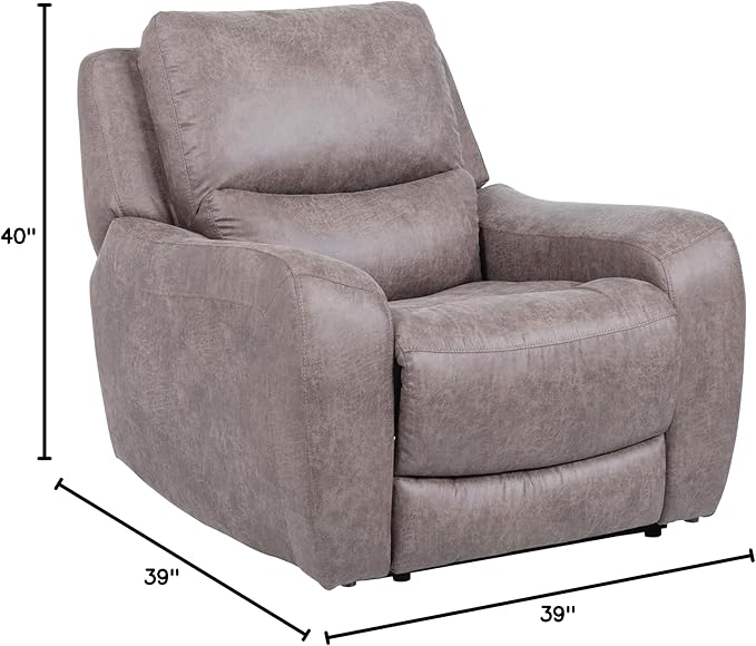 Furniture of America Romilly Modern Oversized Power Reclining Chair with USB Ports Electric Recliner Comfortable Lounge Couch for Living Room Office Bedroom Brown