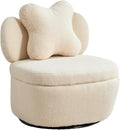 Teddy Velvet 360° Swivel Accent Chair with Storage Comfy Upholstered Barrel Chair Star Pillow Single Sofa for Living Room Bedroom Small Spaces Camel