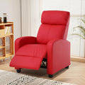 Recliner Chair for Living Room PU Leather Chair Sleeper Chairs for Adults Adjustable Comfortable Chair Single Sofa Chair Reading Chair for Bedroom with Footrest (Leather Red)