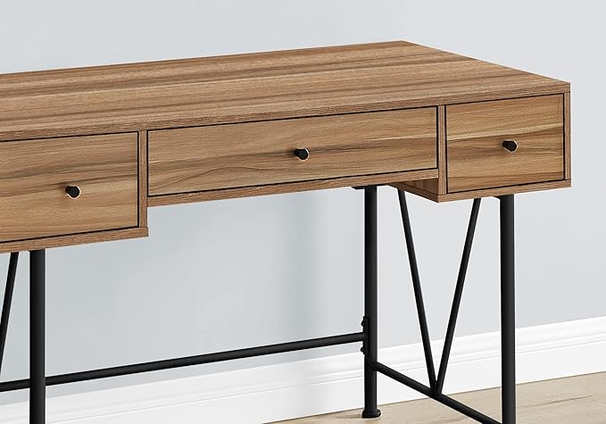 Computer Desk Home Office Laptop Storage Drawers 48 l Work Brown Laminate Black Metal Transitional