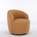 Swivel Barrel Chair with Foam FilledSwivel Accent ChairComfy Backrest Teddy Round Swivel Chair for Living Room (Khaki)