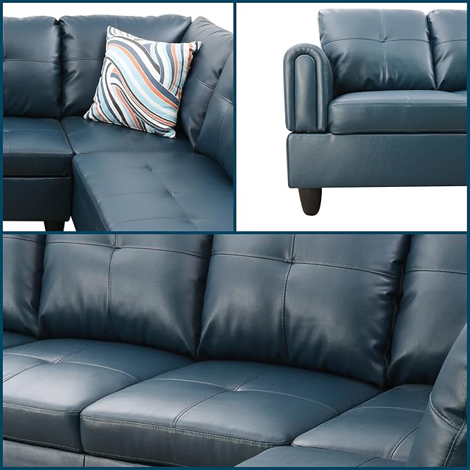 L Shaped Couch Modular Sectional Sofa with Chaise Modern Modular Sofas Furniture Sofa Couches for Living Room/Apartment/Office/Bedroom Dark Grey Blue