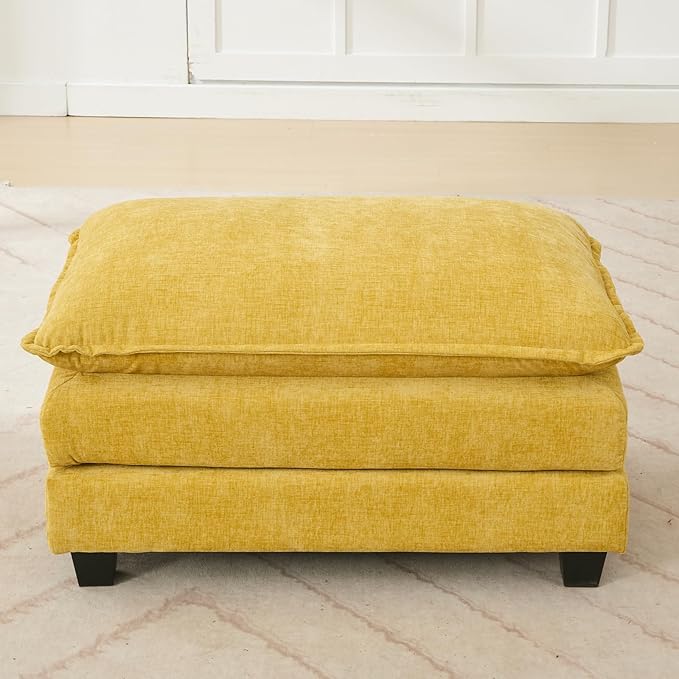 Modular Ottoman for Sectional Sofa Corner Couch Upholstered Cloud Ottoman for Living Room One Box (Yellow)