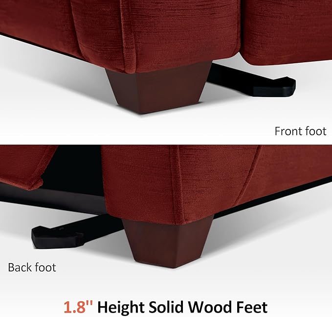 MCombo Power Zero Wall Hugger Recliner Chair for Small Space RV Living Room Power Recliner with Adjustable Headrest USB &amp USB-C Charging Ports Fabric ST257 (Burgundy)