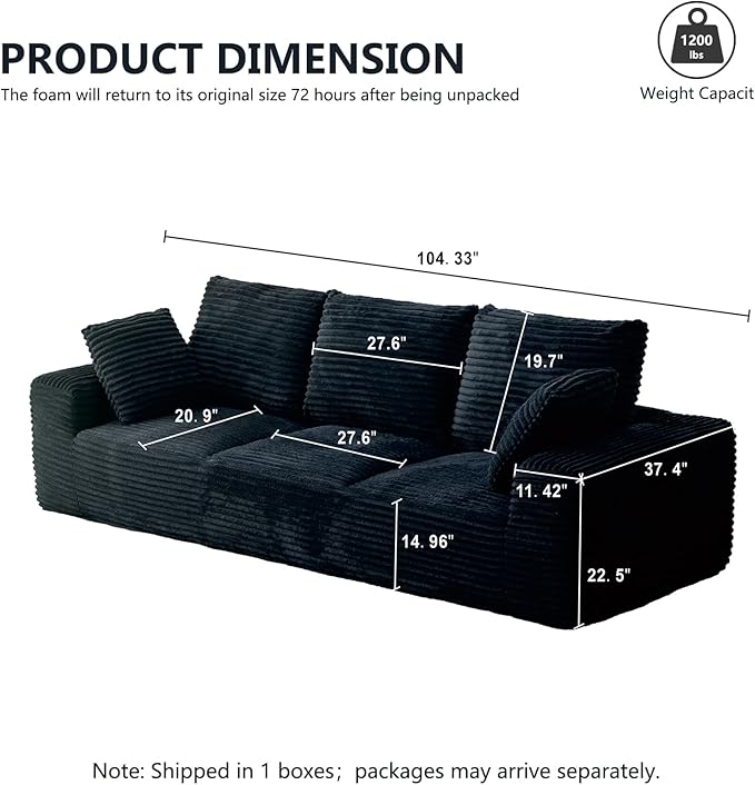 Modular Sectional Sofa Cloud Couch Corduroy Fluffy Couch Sectional Couches for Living Room