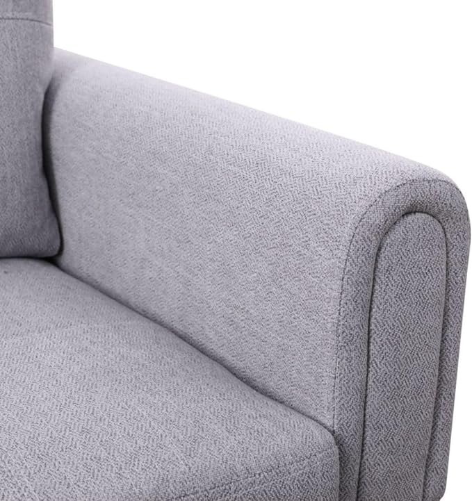 Grey L-Shaped 3-Piece Flannel Sofa with Storage Ottoman Set Sectional Couch Sofa Set for Living Room Office Small Space