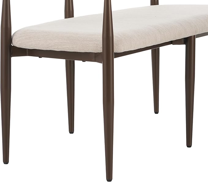 55 Metal Loveseat SetteeModern Upholstered Sofa with Iron FrameUpholstered Plush SeatingBrown Trim &amp Open Backrest Compact Design for Small SpacesLiving RoomBedroomApartmentsLoftsBeige