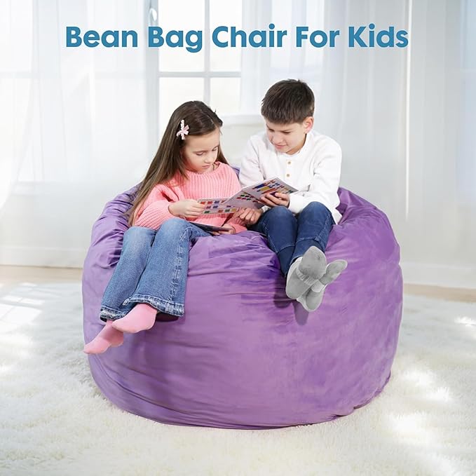 Bmag Giant Bean Bag Chair Bed 6FT Convertible Bean Bag Chair &amp Crash Pad Large Floor Sofa Lazy Chair with Memory Foam Big Sofa Bed in Bedroom Dorm Room Removable Washable Cover Purple