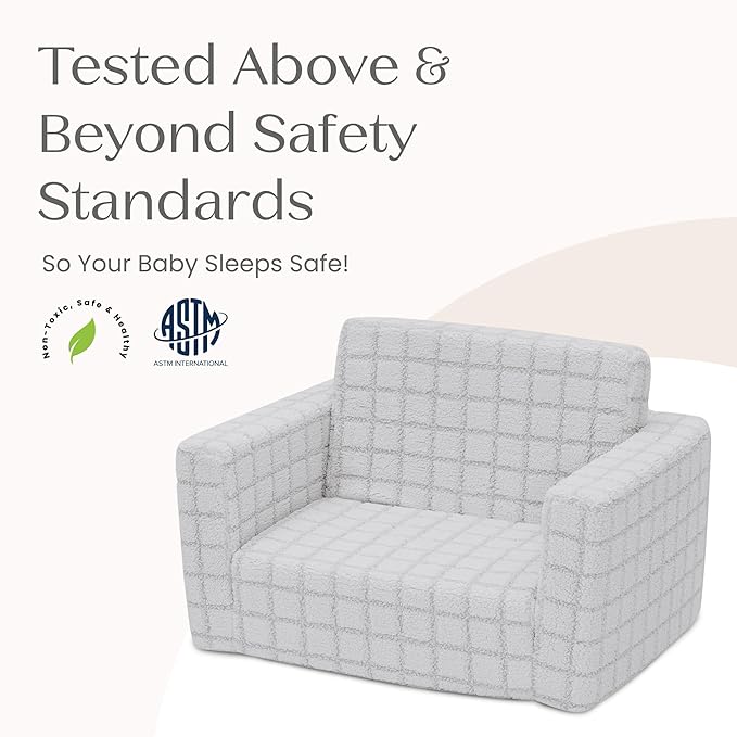 Delta Children Checkered Cozee Flip-Out Chair Grey