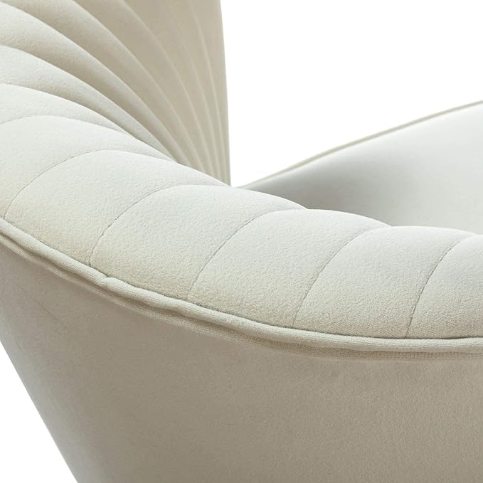 HULALA HOME Velvet Accent Chair Modern Upholstered Cute Side Chair with Gold Metal Legs Armless Wingback Slipper Chair Comfy Living Room Chair for Bedroom Guest Room VanityIvory