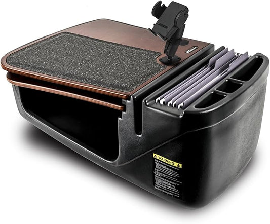 AutoExec GripMaster Car Desk for Your Vehicle Workstation and Mobile Office Mahogany with Phone Mount