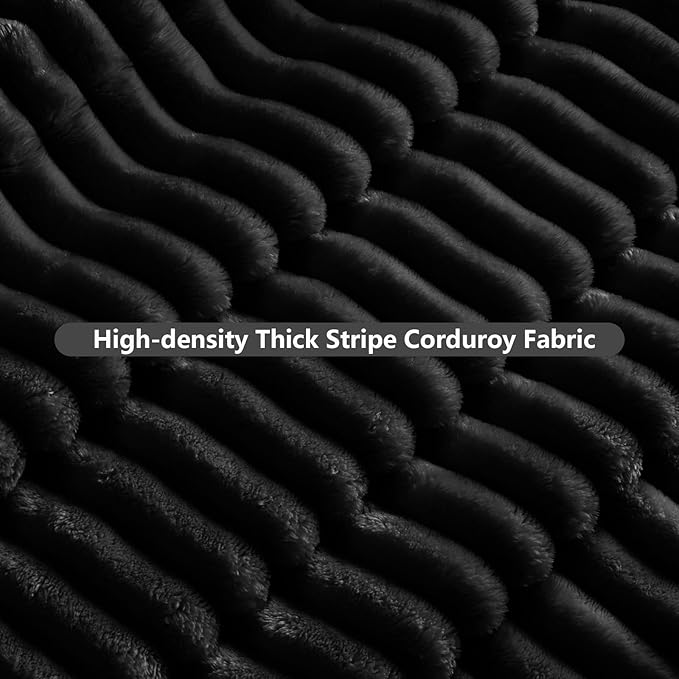 49''W Corduroy Chaise Lounge Chair Indoor Oversized Upholstered Sleeper Sofa with Movable Ottoman and 2 Pillows Removable Sofa Cover for Living Room Home Theater Apartment(Black)