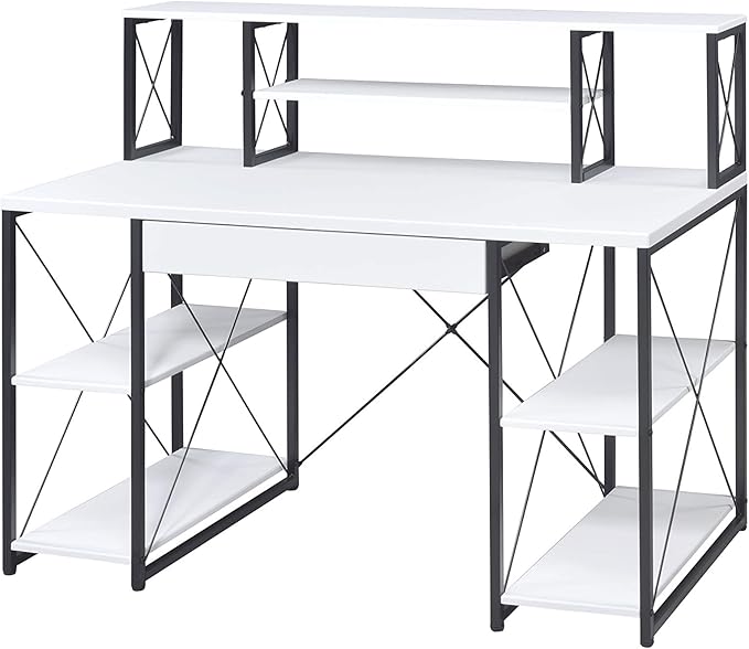 Modern All Purpose White Finish Writing Work Study Desk Computer Desk for Home Office Living Room