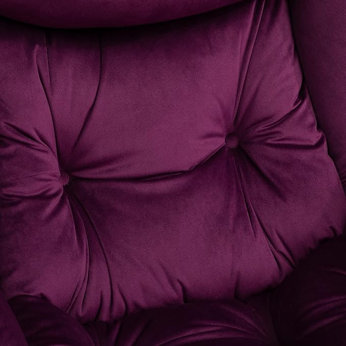 HollyHOME Lazy Chair with Armrest and Side Pocket Comfy Accent Lounge ChairLeisure Sofa Armchair for Living Room Bedroom Dorm or Small Spaces Oversized Reading Sofa ChairVelvet Deep Purple