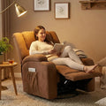 Furnimart 360° Swivel Rocker Recliner with Heat and Massage Manual Comfy Recliner Chair for Adult Chenille Glider Rocker Chaise Lounge for Living Room Bedroom Home Theater (Brown)