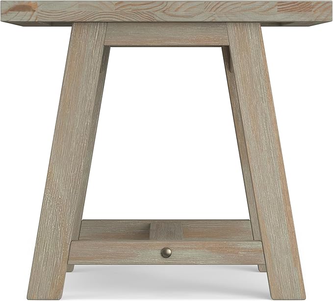 SIMPLIHOME Sawhorse SOLID WOOD 22 inch Wide Square Modern Industrial End Side Table in Distressed Grey for the Living Room and Bedroom