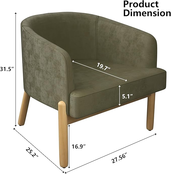 Living Room ChairsLiving Room ArmchairComfortable Accent ChairSolid Wood Legs Load 350 Lbsfor OfficeLiving RoomBedroomApartment(Dark Green)