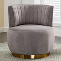 Small Barrel Chair Swivel Barrel Chair with Thicken Backrest Round Accent Chair for Living Room Bedroom Office Comfortable Velvet Fabric Soft High-Density Foam Padding (Gray)
