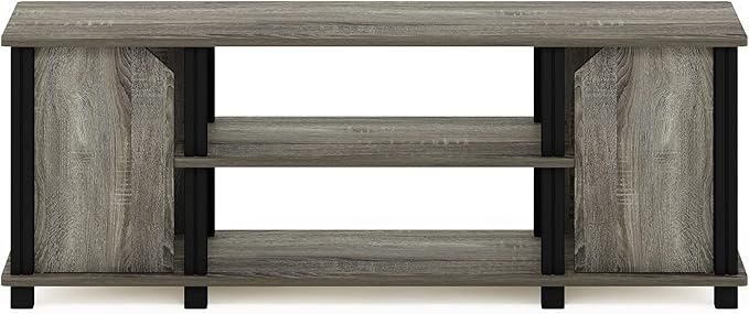 Furinno Brahms TV Stand Entertainment Center with Shelves and Storage for TV Size up to 45 Inch French Oak/Black