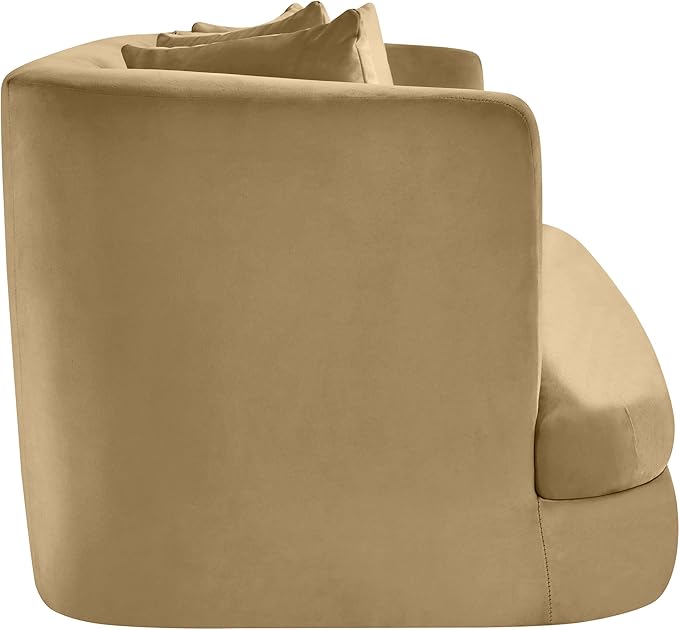 Meridian Furniture 699Camel-L Alder Collection Modern | Contemporary Loveseat with Ultra Luxe Camel 460 GSM Velvet Solid Wood Frame 66 W x 36 D x 30 H Camel