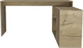 Light Oak L-Shaped Office Desk with 1 Drawer &amp 2 Shelves - Home Office Workstation