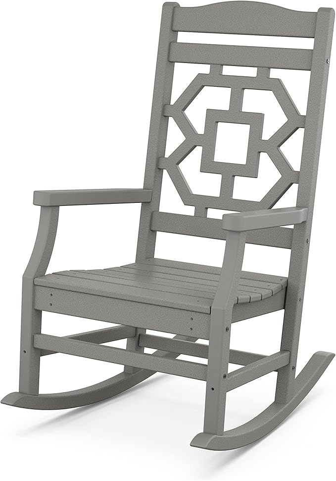 Martha Stewart by POLYWOOD® Chinoiserie Rocking Chair in Slate Grey