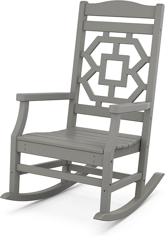 Martha Stewart by POLYWOOD® Chinoiserie Rocking Chair in Slate Grey